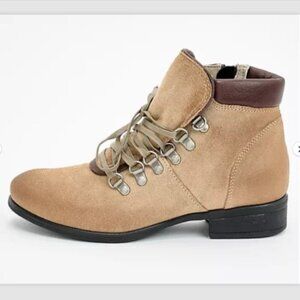 Miz Mooz Suede Leather Lace-Up Boots Steffy Pebble 39 8.5 NEW